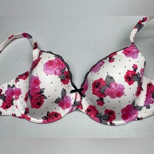 LS WHT/PNK FLORAL Lightly Lined Underwire, 36C *P1019
